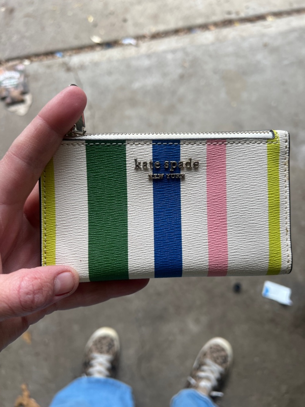 kate spade Multi-Stripe Zip Card case rainbow for @pinksmurf